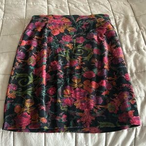 St Michael Velvet Floral Stretch Skirt - 8